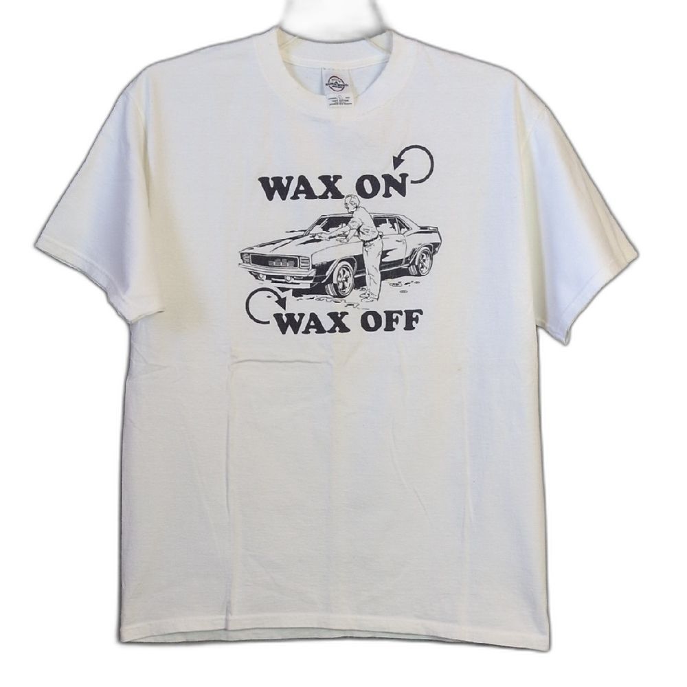 Delta Magnum Weight WAX ON WAX OFF Car Graphic Tee White Adult L